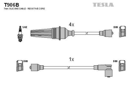 Провода высоковольтные, комплект TESLA T906B