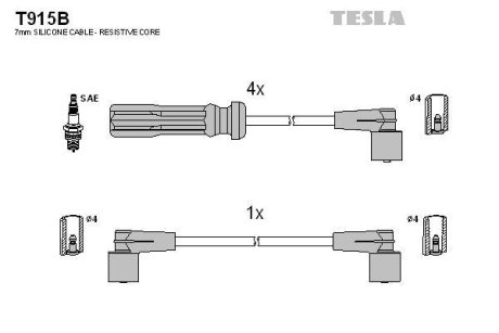 Провода высоковольтные, комплект TESLA T915B