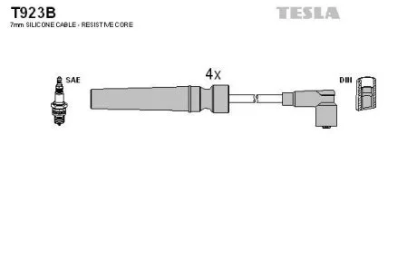 Провід свічковий Лачетті 1,6 (силікон)) Tesla TESLA T923B