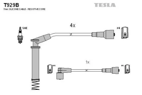 Провода высоковольтные, комплект Opel Vectra B (96-03)  BLATNA TESLA T929B
