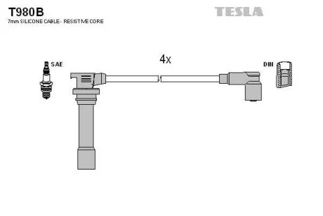 Провода высоковольтные, комплект Mazda 323S (94-02)  BLATNA TESLA T980B