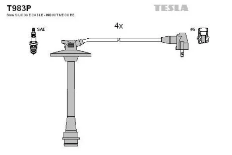 Провода высоковольтные, комплект Toyota Rav 4 i 2.0 (94-00),Toyota Rav 4 i cabrio 2.0 (97-00)  BLATNA TESLA T983P