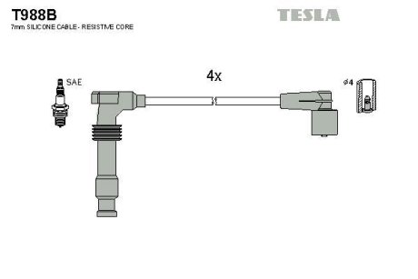 Провода высоковольтные, комплект TESLA T988B