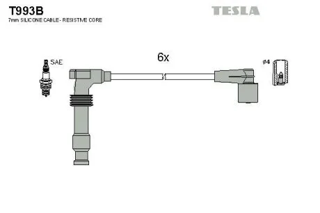 Провода высоковольтные, комплект TESLA T993B