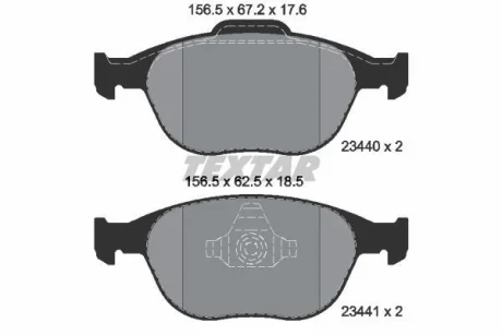 Комплект гальмівних колодок передн, FORD FIESTA V, FOCUS I, TOURNEO CONNECT, TRANSIT CONNECT 1.4D-2.0 11.01-12.13 TEXTAR 2344004