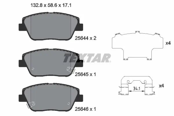 Комплект гальмівних колодок передн, HYUNDAI GRANDEUR, SONATA VI KIA OPTIMA 1.7D-3.0 06.10-12.17 TEXTAR 2564401 (фото 1)