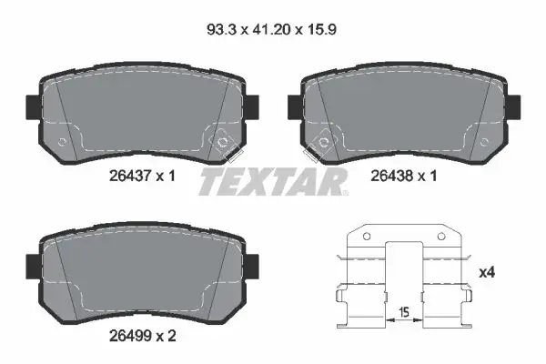 Гальмівні колодки HYUNDAI Sonata \'\'R \'\'14-19 TEXTAR 2643701 (фото 1)