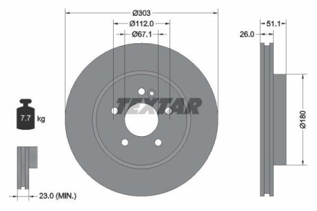 Диск тормозной MERCEDES M(W163) "F D=303mm "98-"05 TEXTAR 92089905
