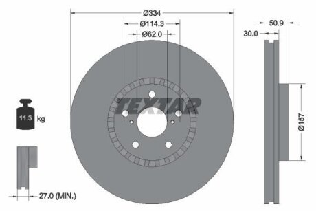 Диск гальмівний передн Прав (без маточини) LEXUS GS, IS II, IS III, RC 2.0-4.6 04.05- TEXTAR 92147900