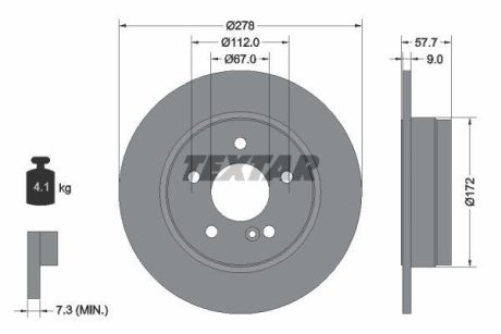 Диск тормозной MERCEDES C(W204,S204) "R D=278mm "07>> TEXTAR 92163103