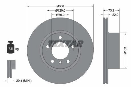 Диск гальмівний передн Лів/Прав BMW 1 (F20), 1 (F21), 3 (F30, F80), 3 (F31), 3 GRAN TURISMO (F34), 4 (F32, F82), 4 (F33, F83), 4 GRAN COUPE (F36) RENAULT MASTER III 1.5-3.0D 02.11- TEXTAR 92238503
