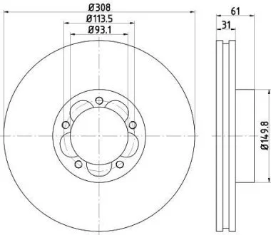 Диск тормозной FORD Transit "F D=308mm "13>> TEXTAR 92274303