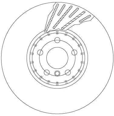 Диск тормозной (1 шт.).) BMW 5(G30)/7(G31) "FL D=348mm "15>> TRW DF6890S (фото 1)