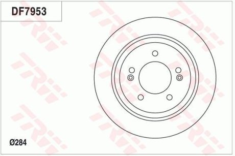 Диск тормозной (1 шт.).) HYUNDAI/KIA Grandeur/Optima/Soul "R D=284mm "11>> TRW DF7953