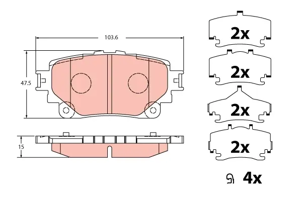Тормозные колодки дисковые TOYOTA RAV4 \'\'R\'\'18>> TRW GDB2343 (фото 1)