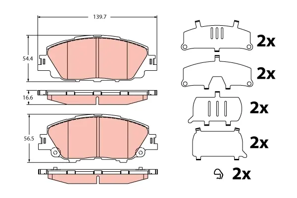 Тормозные колодки дисковые TOYOTA Corolla/Yaris Cross "F "18>> TRW GDB2394 (фото 1)
