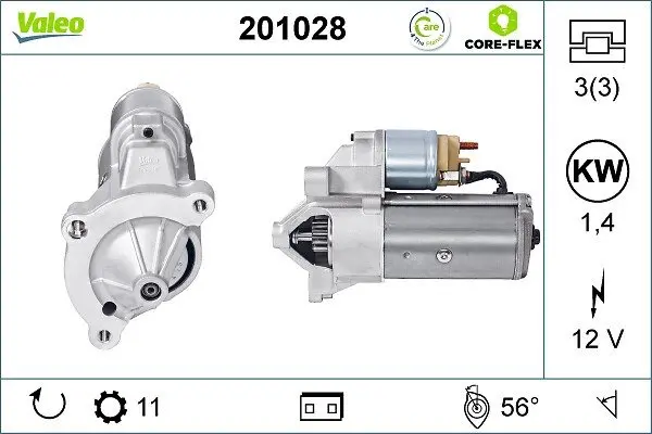 Стартер (12В, 1,4кВт, відновлений) CITROEN BERLINGO, BERLINGO/MINIVAN, BX, C15/MINIVAN, C4, C4 GRAND PICASSO I, C4 GRAND PICASSO II, C4 I, C4 II, C4 PICASSO I, C4 PICASSO II 1.4-2.2D 10.84- Valeo 201028 (фото 1)