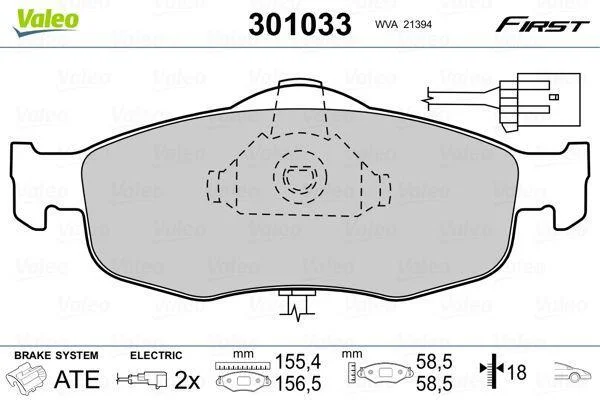 Гальмівні колодки First FORD Cougar/Mondeo/Scorpio "F "86-01 Valeo ="301033" (фото 1)