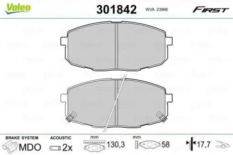 Гальмівні колодки First HYUNDAI/KIA I30/Ceed "F "06-19 Valeo ="301842"