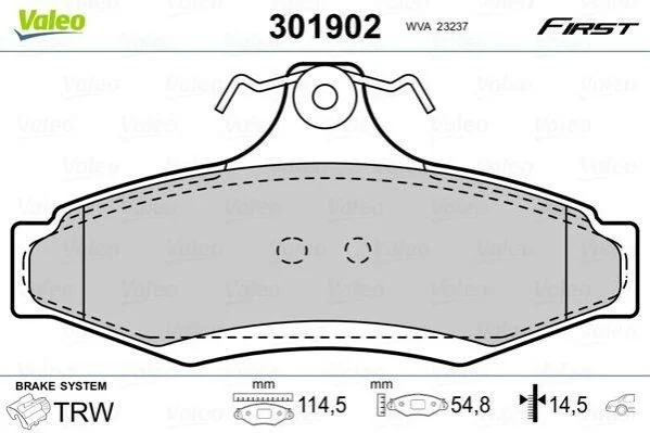 Гальмівні колодки дискові DAEWOO Leganza/Nubira "1,6-2,0 "R "97>> Valeo 301902 (фото 1)