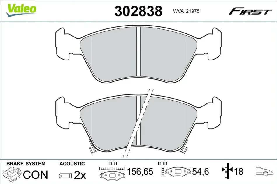 Гальмівні колодки First TOYOTA Avensis "F "97-03 Valeo ="302838" (фото 1)