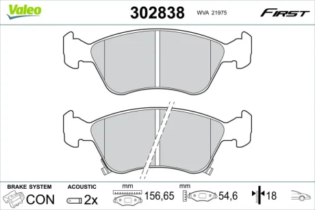 Гальмівні колодки First TOYOTA Avensis "F "97-03 Valeo ="302838"