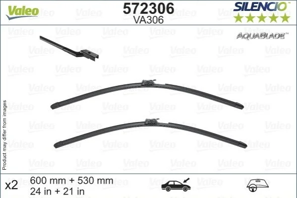 Щетки стеклоочистителя SILENCIO WIPER AQUA 530+600 с обогревом MERCEDES E купе C238 \'\'17>> Valeo 572306 (фото 1)