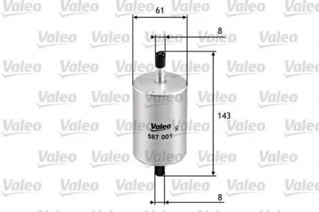 Фільтр паливний CITROEN Berlingo/C-Elysee/C15/C2/C3/Evasion/Jumpy/Saxo/Xantia "1,0-2,9 "88>> Valeo ="587001"