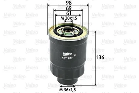 Фільтр паливний ASIA MOTORS/HYUNDAI/SUZUKI Rocsta/Porter/Grand Vitara "1,7-3,1 "80>> Valeo ="587707"