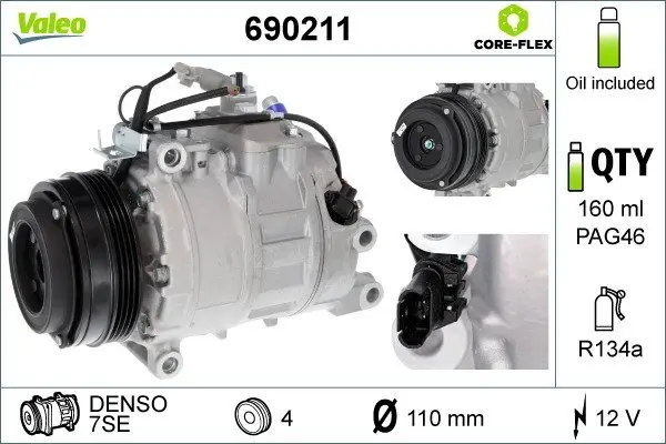Комрпесор кондиціонера BMW X5 (E70/F15)/X6 (E71/F16) 4.4 09- Valeo 690211 (фото 1)