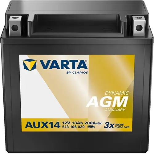 Акумулятор 12В 13Агод./200А AGM AUXILIARY (L+ m6) 150x87x146 B00 - без монтажного фланця (agm) VARTA 513106020K262 (фото 1)