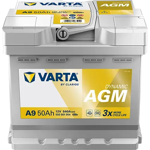 Акумулятор 12В 50Агод./540А (EN) Dynamic AGM START&STOP AGM (R+ стандартні клеми) 207x175x190 B13 - монтажний фланець 10.5мм (пусковий/agm) VARTA 550901054K262 (фото 1)