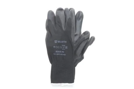 Рукавиці захисні Black PU, поліестер, покриття поліуретан, пара, р.9, RED LINE WURTH 0899402409