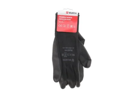 Рукавиці захисні Black PU, поліестер, покриття поліуретан, пара, р.10, RED LINE {арт. } WURTH 0899402410