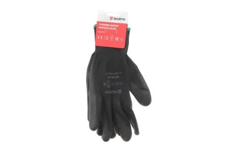 Перчатки защитные Black PU, полиэстер, покрытие полиуретан, пара, р.11, RED LINE WURTH 0899402411