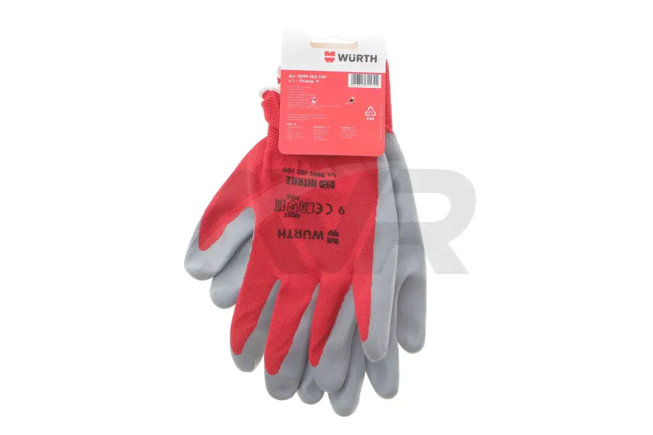 Перчатки защитные RED NITRILE, размер 9 WURTH 0899403109 (фото 1)
