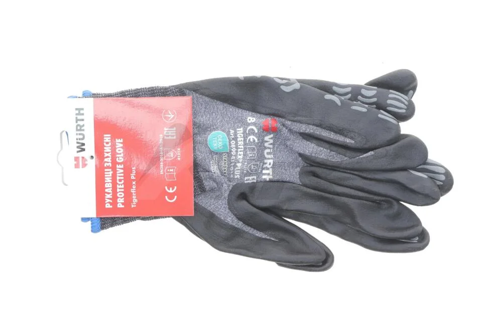 Рукавиці захисні TIGERFLEX PLUS, нейлон, покриття нітрил, пара, р.8 WURTH 0899411018 (фото 1)
