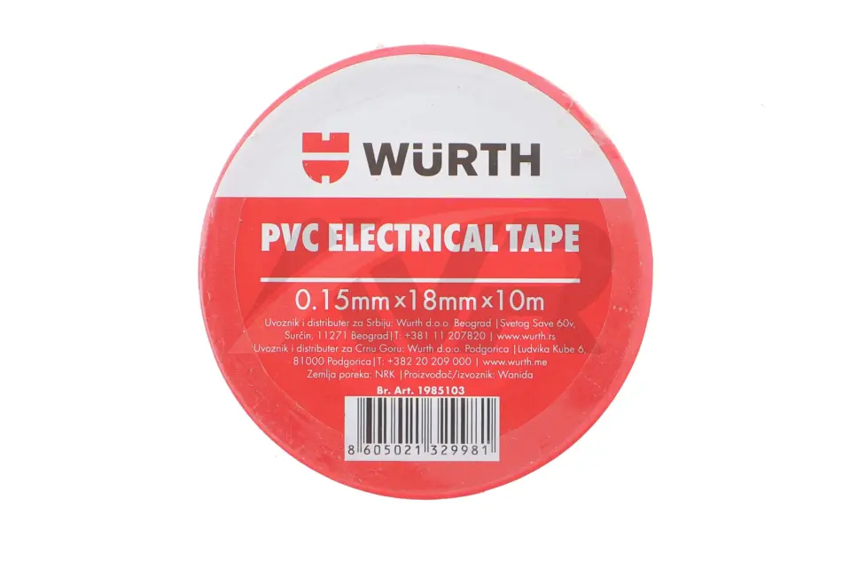 Ізоляційна стрічка PVC, червона, 18мм/10м {арт. } WURTH 1985103 (фото 1)