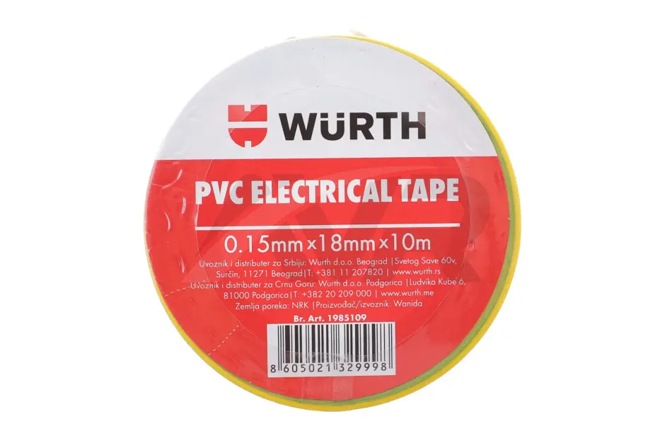 Ізоляційна стрічка PVC, жовто-зелена, 18мм/10м {арт. } WURTH 1985109 (фото 1)