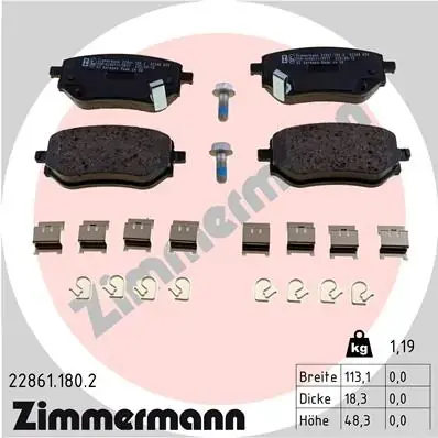 Колодки тормозные дисковые (комплект 4 шт.) ZIMMERMANN 22861.180.2 (фото 1)