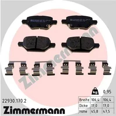 Колодки тормозные дисковые (комплект 4 шт.) ZIMMERMANN 22930.170.2 (фото 1)