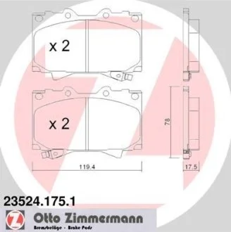 Комплект тормозных колодок ZIMMERMANN 23524.175.1