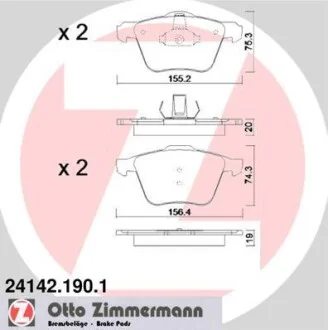 Колодки тормозные дисковые, к-кт ZIMMERMANN 241421901
