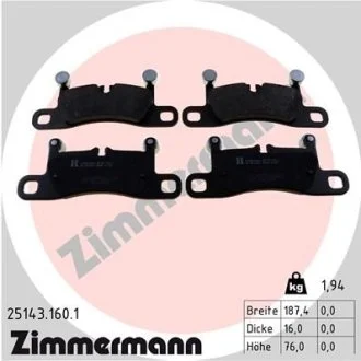 Колодки тормозные дисковые (комплект 4 шт.) ZIMMERMANN 25143.160.1
