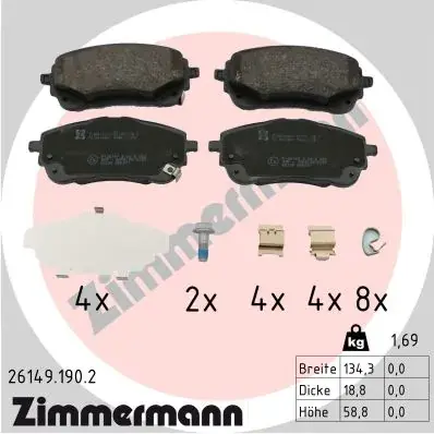 Колодки тормозные дисковые, к-кт ZIMMERMANN 261491902 (фото 1)