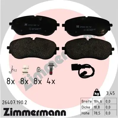 Колодки тормозные дисковые, к-кт ZIMMERMANN 264071902 (фото 1)
