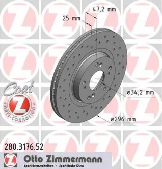 Диск тормозной ZIMMERMANN 280.3176.52