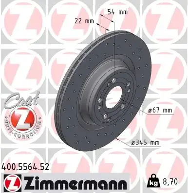 Диск гальмівний SPORT Z ZIMMERMANN 400.5564.52 (фото 1)