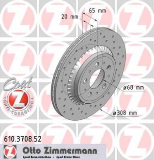 Диск тормозной ZIMMERMANN 610.3708.52