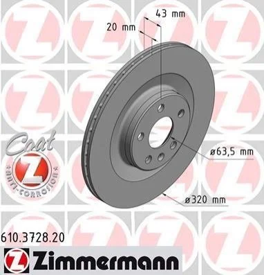 Диск тормозной ZIMMERMANN 610.3728.20 (фото 1)